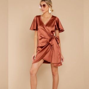 VICI FRAME OF MIND WRAP DRESS IN BURNT ORANGE NWOT